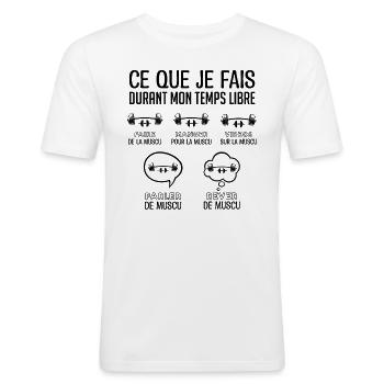 Musculation Musculation Entraînement Gym jim - T-shirt près du corps Homme - blanc - Devant - Nik (191cm)