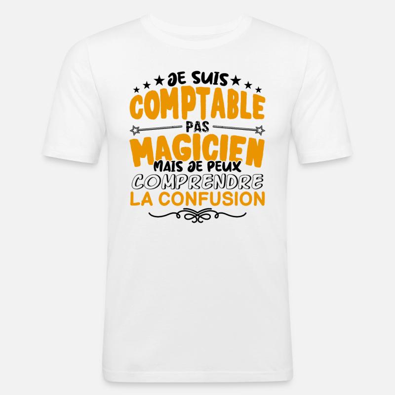Comptable pas Magicien | le Meilleur Comptable ca - T-shirt près du corps Homme - blanc