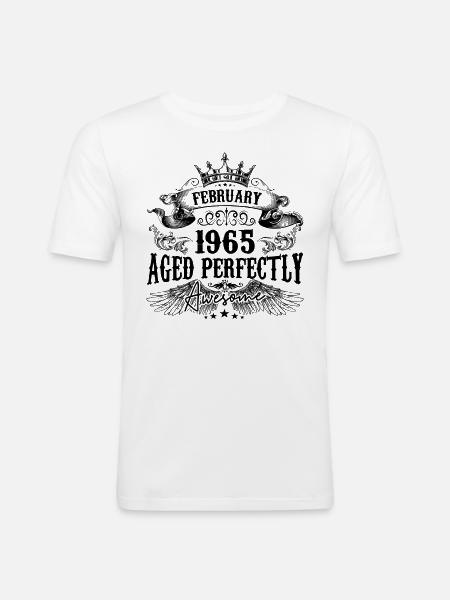 1965 | February Aged Perfectly 1965 birthday gift - Men's Slim Fit T-Shirt - white