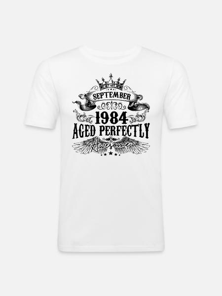 Urodziny 1984 wrzesień 1984 urodzony we wrześniu - Obcisła koszulka męska - biały