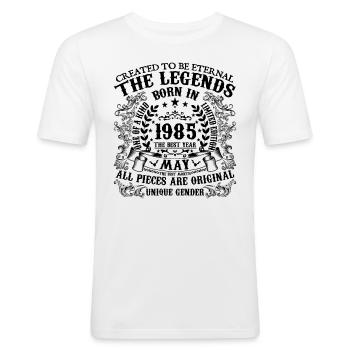 Anniversaire 1985 Mai 1985 né en Mai 1985 - T-shirt près du corps Homme - blanc - Devant - Nik (191cm)
