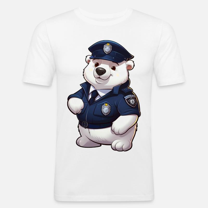 Polizei Eisbärin - Männer Slim Fit T-Shirt - Weiß