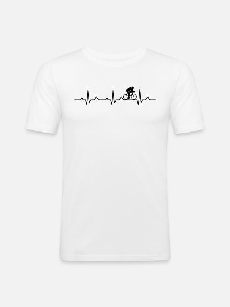 Heartbeat racing cycling - Men's Slim Fit T-Shirt - white