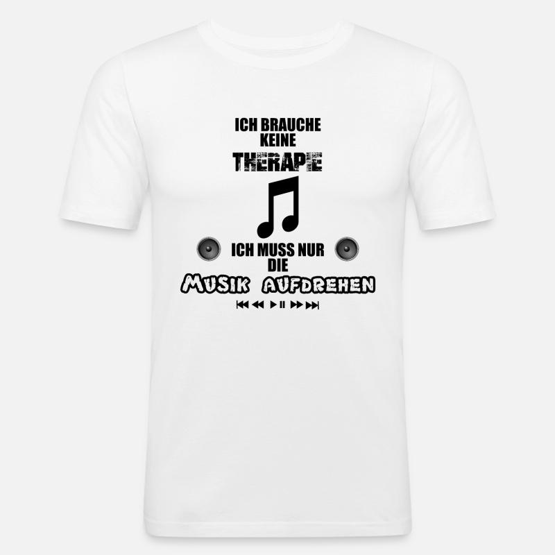 MUSIK SPRUCH - Männer Slim Fit T-Shirt - Weiß