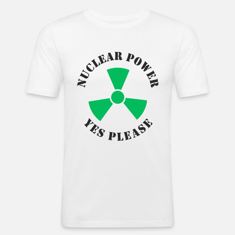 Atomkraft, Ja bitte, Kernenergie - Männer Slim Fit T-Shirt - Weiß