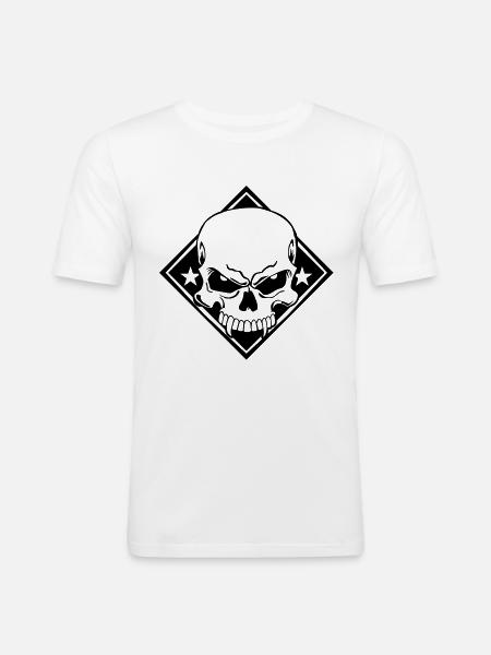 Evil Skull - T-shirt près du corps Homme - blanc