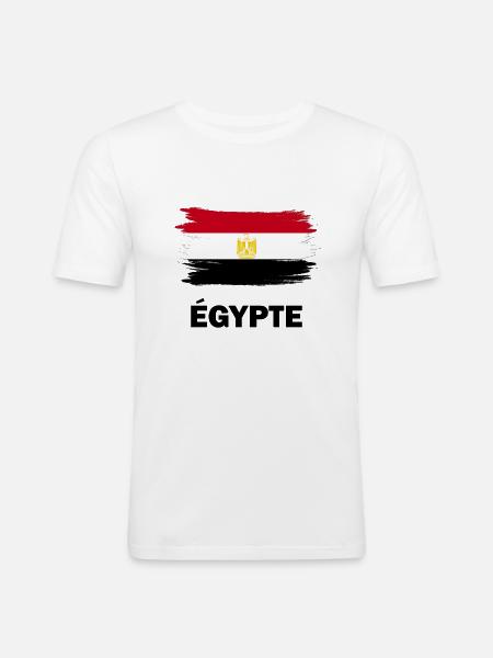 Drapeau de l'Égypte - T-shirt près du corps Homme - blanc