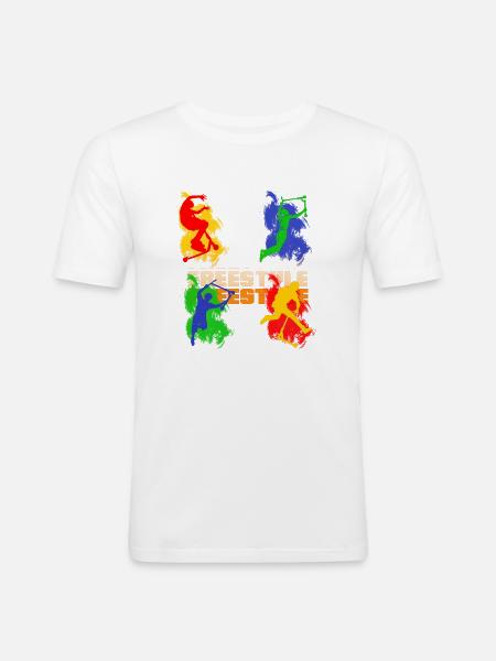 Freestyle-Roller - Männer Slim Fit T-Shirt - Weiß
