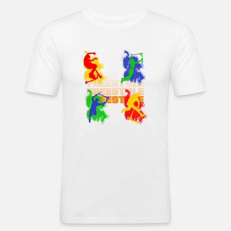 Freestyle-Roller - Männer Slim Fit T-Shirt - Weiß