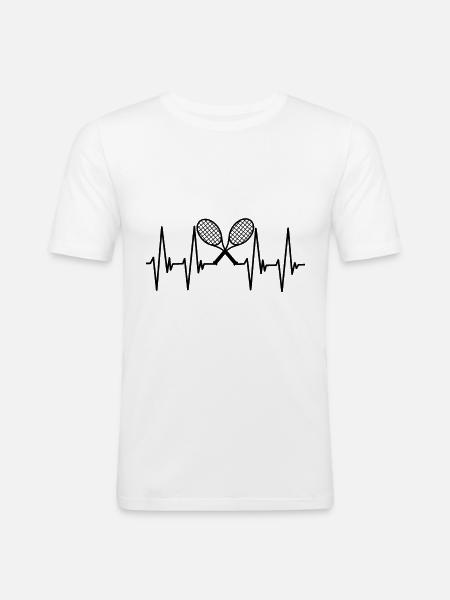 Tennis Herzschlag - Männer Slim Fit T-Shirt - Weiß
