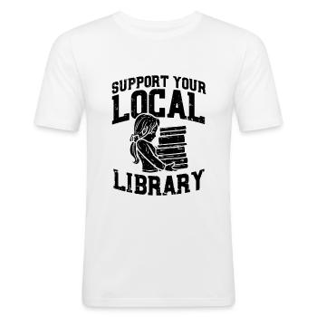 Librarian Bibliothek Geschenk - Männer Slim Fit T-Shirt - Weiß - Vorne - Nik (191cm)