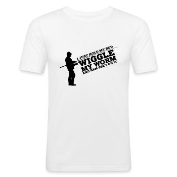 Funny Fishing - Men's Slim Fit T-Shirt - white - Front - Nik (191cm)