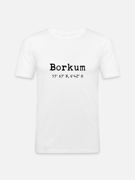 Borkum coordinates island North Sea - Men's Slim Fit T-Shirt - white