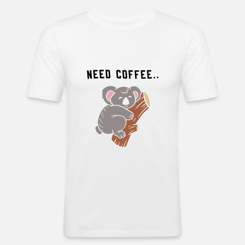 Kaffee Spruch Koalabär - Männer Slim Fit T-Shirt - Weiß