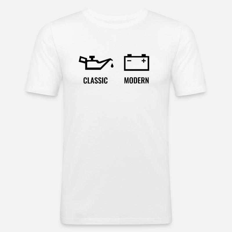 classic / modern E-mobility Elektro-Auto Fahrer - Männer Slim Fit T-Shirt - Weiß