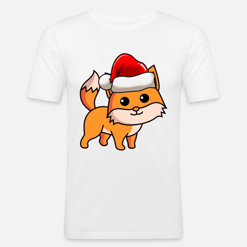 Fuchs Comic Weihnachten - Männer Slim Fit T-Shirt - Weiß