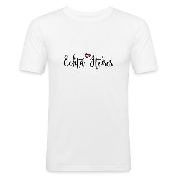 Österreich T-Shirt Echta Steirer - Männer Slim Fit T-Shirt - Weiß - Vorne - Nik (191cm)