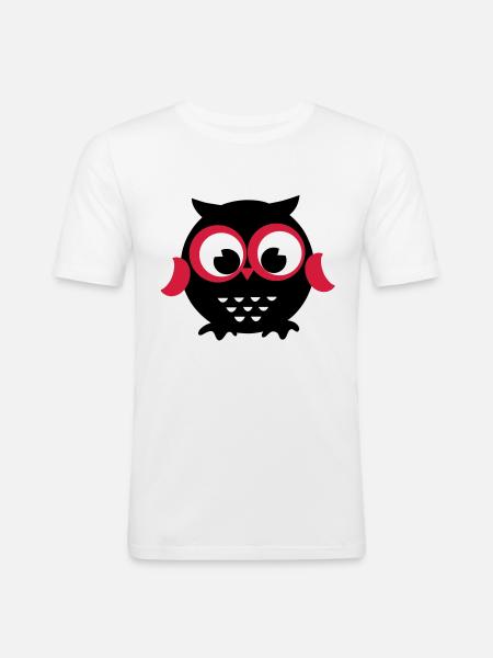 Eule - Männer Slim Fit T-Shirt - Weiß