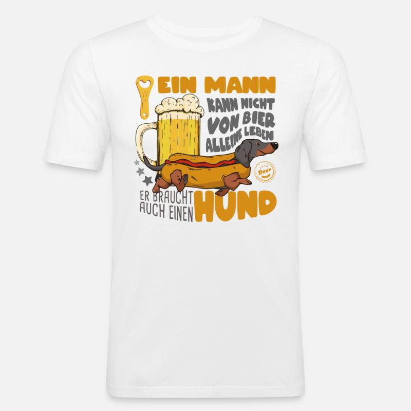 Bier-Dackel - Männer Slim Fit T-Shirt - Weiß