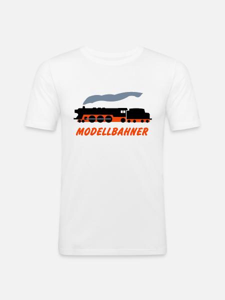 Modellbahner - Männer Slim Fit T-Shirt - Weiß