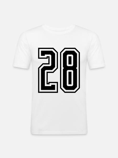 28 Zahl nummer - Männer Slim Fit T-Shirt - Weiß