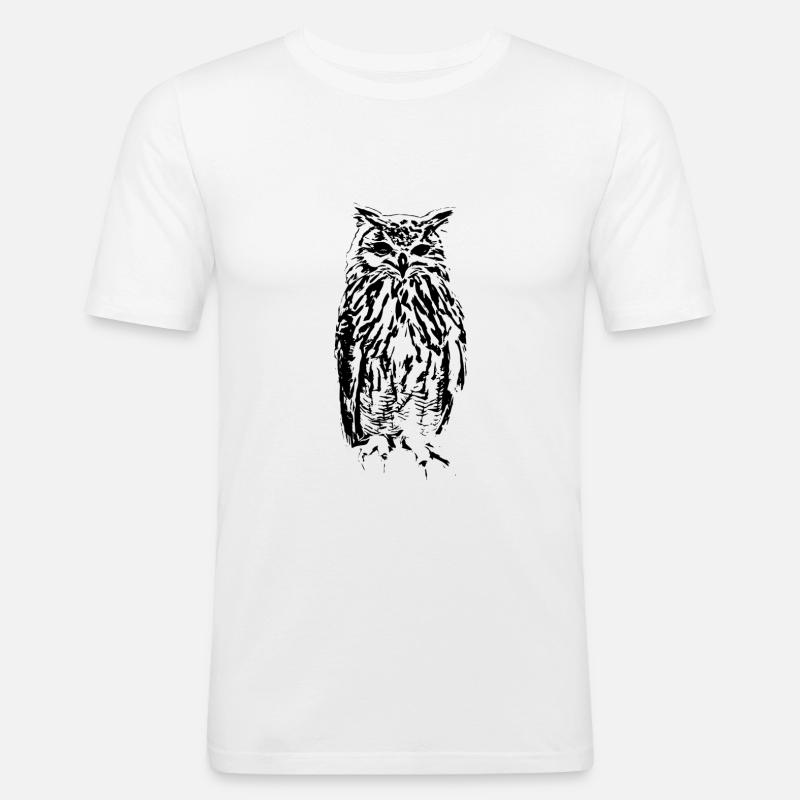 Eule - Männer Slim Fit T-Shirt - Weiß