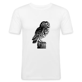 Eule - Männer Slim Fit T-Shirt - Weiß - Vorne - Nik (191cm)