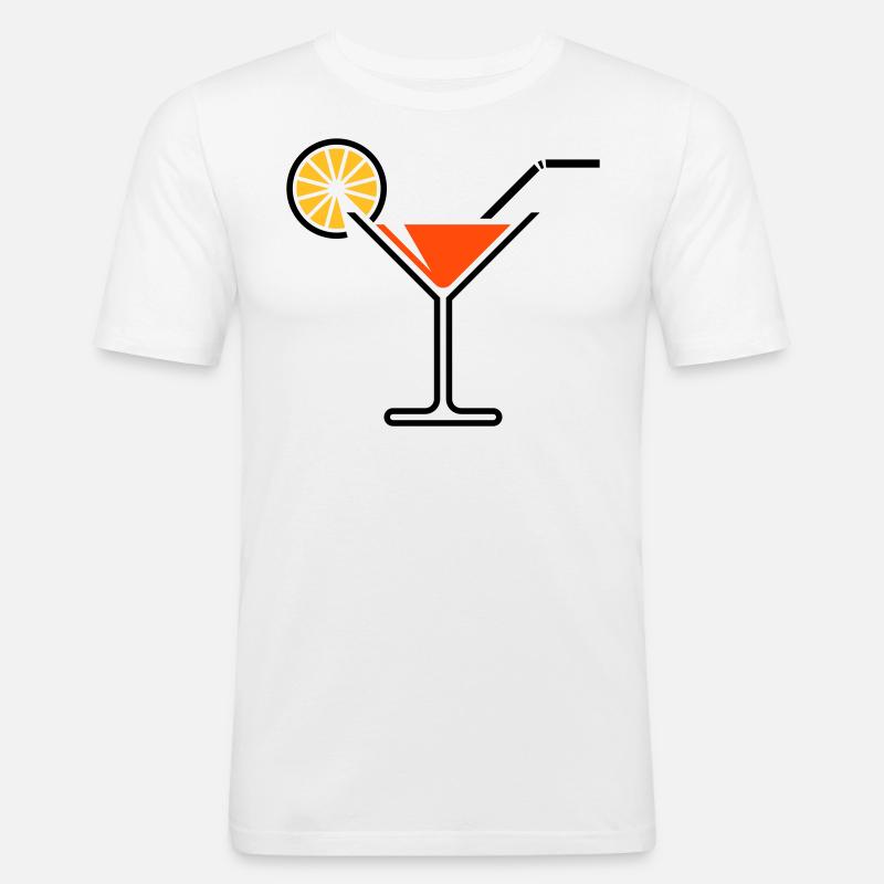 Cocktail / Cocktailglas / Martini + (Orange) - Männer Slim Fit T-Shirt - Weiß