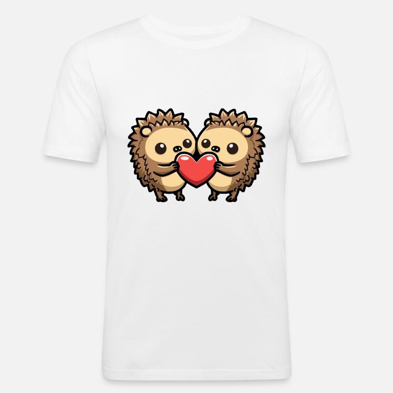 Igel Comic Paar Liebe - Männer Slim Fit T-Shirt - Weiß