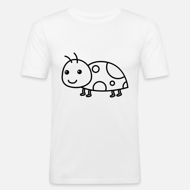 Marienkäfer Comic Tier - Männer Slim Fit T-Shirt - Weiß