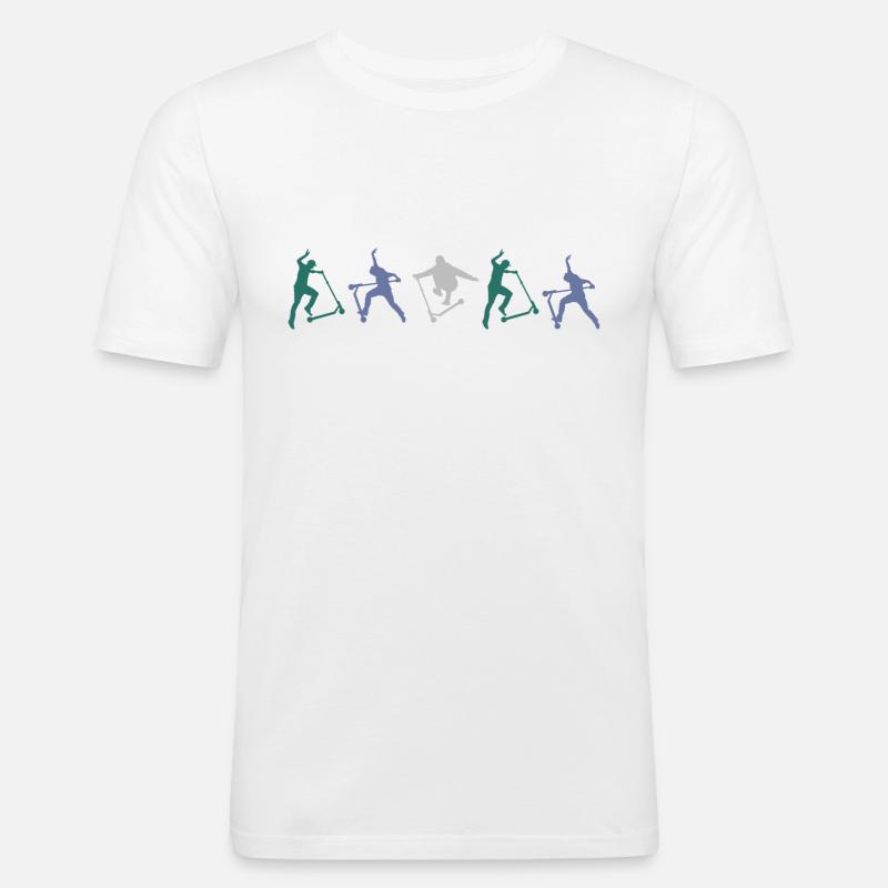 stuntscooter rollerscooter scooter e-scooter-pro - Männer Slim Fit T-Shirt - Weiß