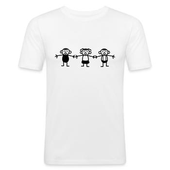 3 Strichmännchen Kinder - Männer Slim Fit T-Shirt - Weiß - Vorne - Nik (191cm)