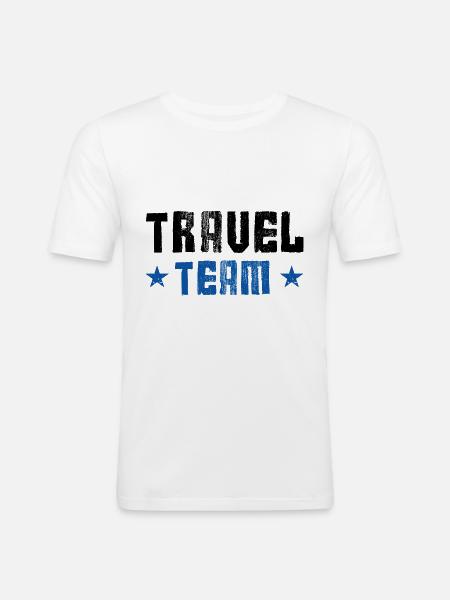 Travel Team - Männer Slim Fit T-Shirt - Weiß