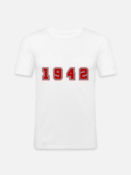 1942 Jahr Zahl - Männer Slim Fit T-Shirt - Weiß