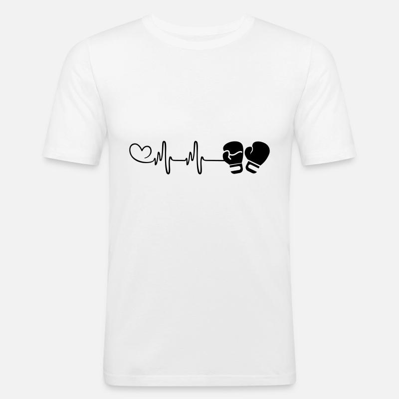 Boxen Boxhandschuhe Puls Liebe - Männer Slim Fit T-Shirt - Weiß