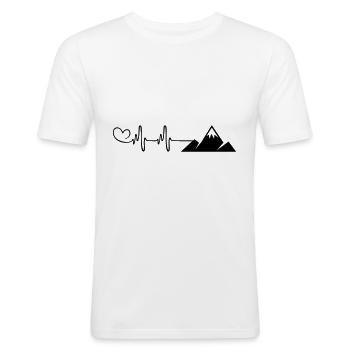 Berge Herzschlag - Männer Slim Fit T-Shirt - Weiß - Vorne - Nik (191cm)