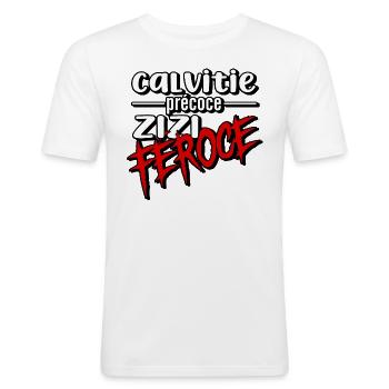 calvitie précoce, zizi féroce - T-shirt près du corps Homme - blanc - Devant - Nik (191cm)