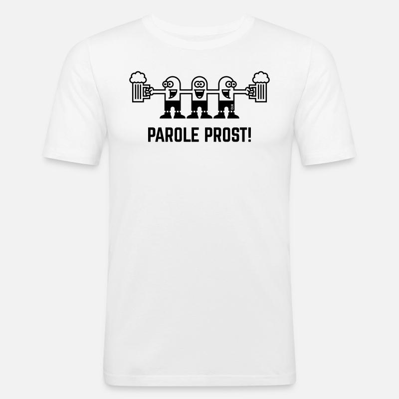 Parole Prost! (Bier / Biertrinker / 1C) - Männer Slim Fit T-Shirt - Weiß