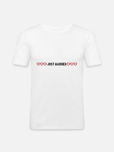 Just Married Wedding Hearts - Men's Slim Fit T-Shirt - white