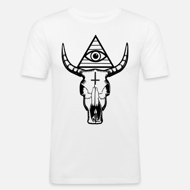 Ram Schädel - Männer Slim Fit T-Shirt - Weiß