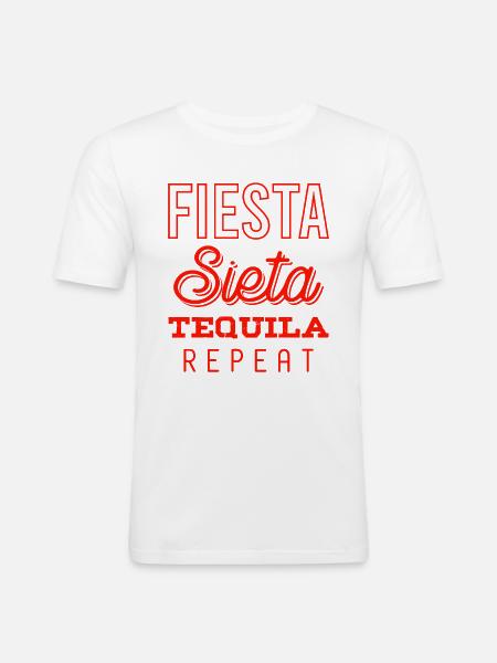 fiesta sieta tequila repeat - Men's Slim Fit T-Shirt - white