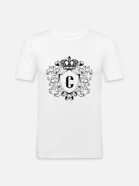 C Buchstabe Wappen - Männer Slim Fit T-Shirt - Weiß