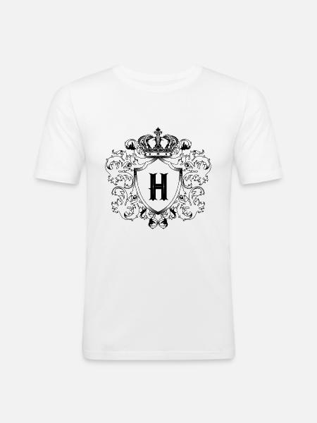 H Buchstabe Wappen - Männer Slim Fit T-Shirt - Weiß