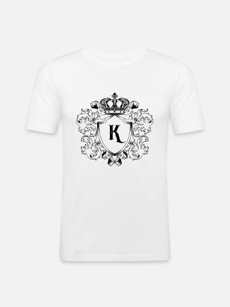 K Buchstabe Wappen - Männer Slim Fit T-Shirt - Weiß