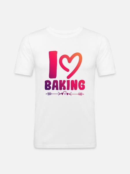 Ich liebe Backen - Männer Slim Fit T-Shirt - Weiß