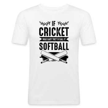 cricket softball - Männer Slim Fit T-Shirt - Weiß - Vorne - Nik (191cm)