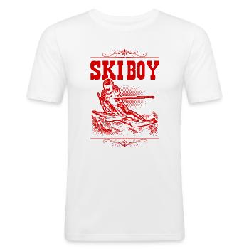 Garçon de ski - T-shirt près du corps Homme - blanc - Devant - Nik (191cm)