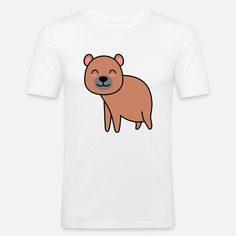 Bär Comic - Männer Slim Fit T-Shirt - Weiß