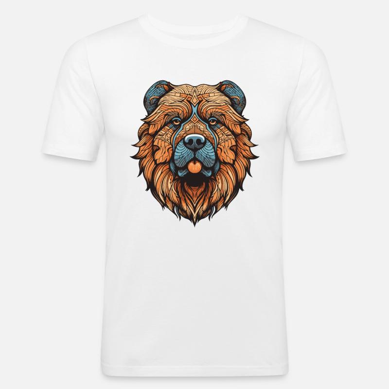 Chow Chow Hund Portrait - Männer Slim Fit T-Shirt - Weiß