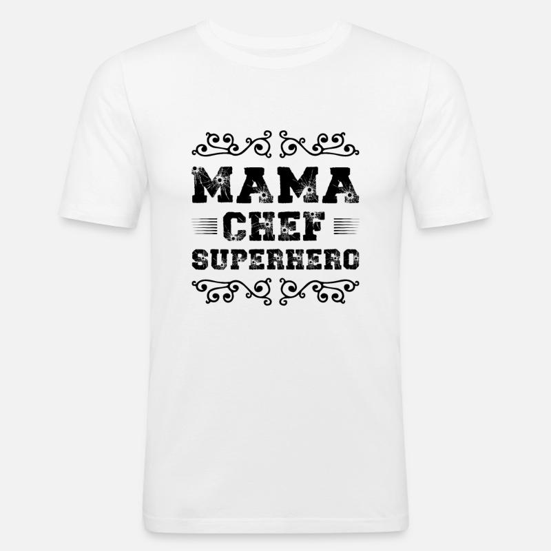 Mama Chef Superheld Mutter - Männer Slim Fit T-Shirt - Weiß